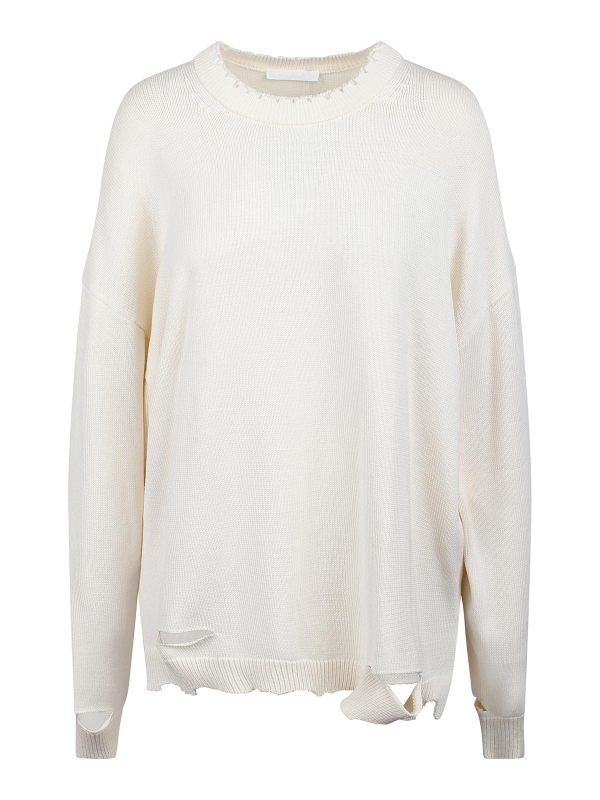 Helmut Lang Pull Col Bateau - Blanc
