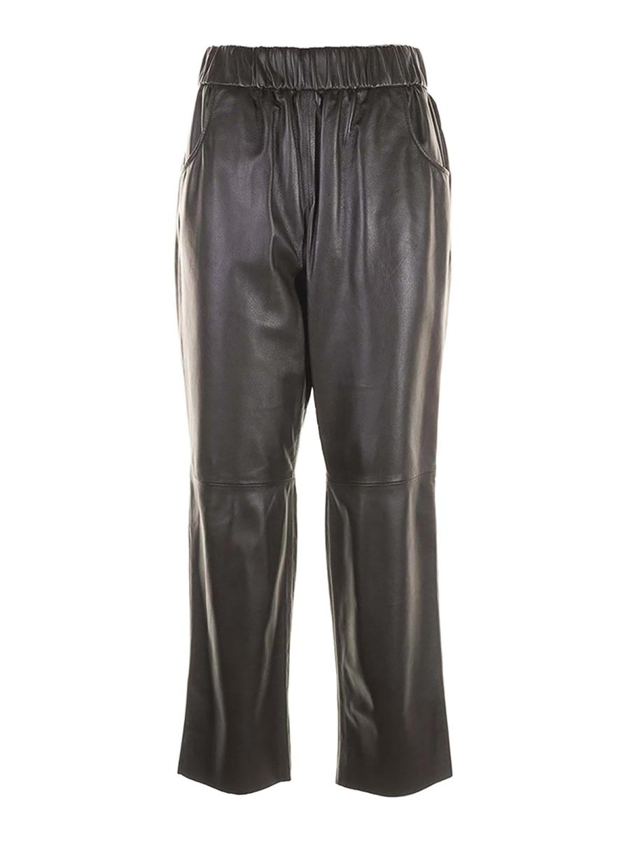 Via Masini 80 Pantalons En Cuir - Marron Foncé