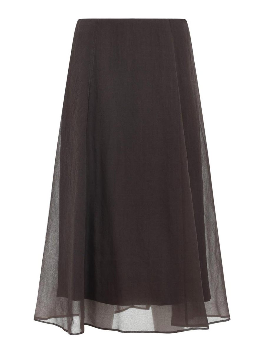 Brunello Cucinelli Jupe Midi - Marron