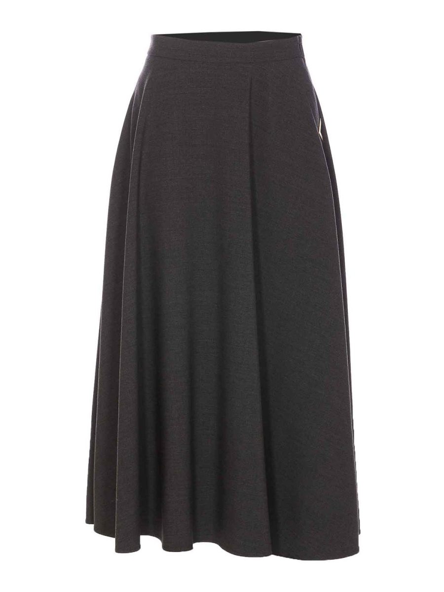 Valentino Jupe Midi - Gris