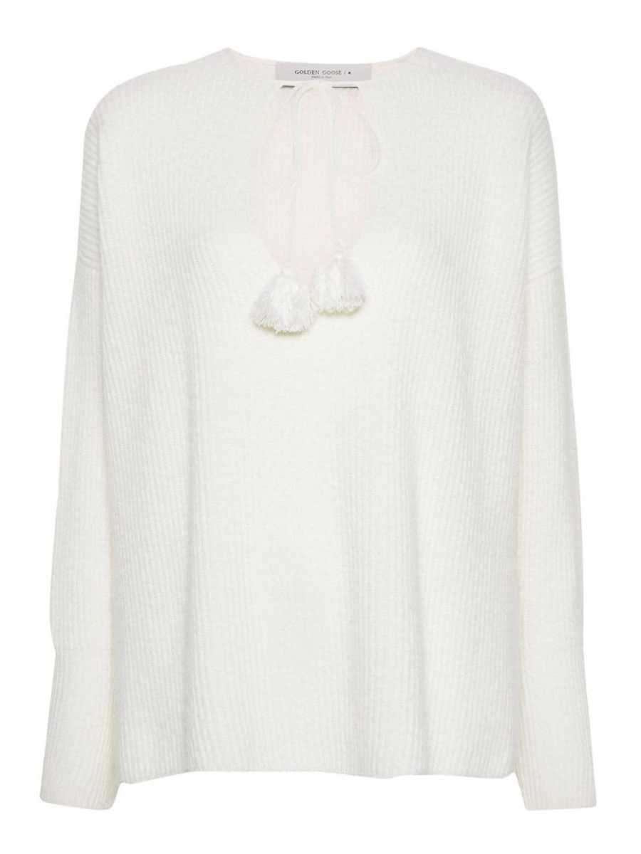 Golden Goose Pull Col Rond - Blanc
