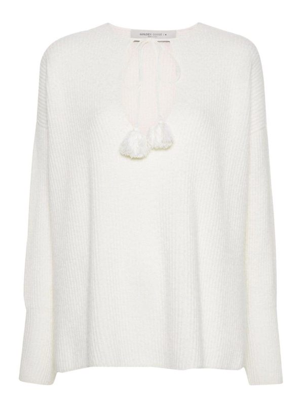 Golden Goose Pull Col Rond - Blanc