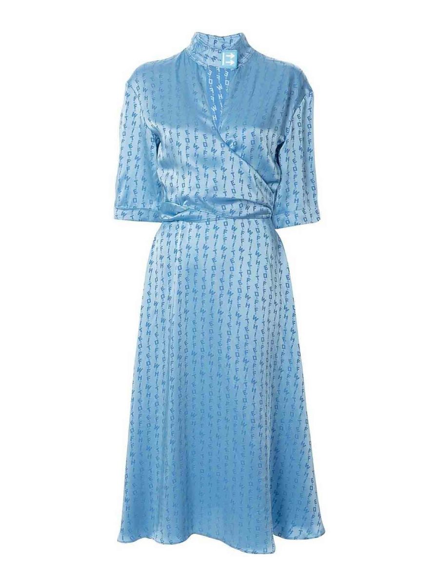 Off-White Robe Au Genou - Bleu