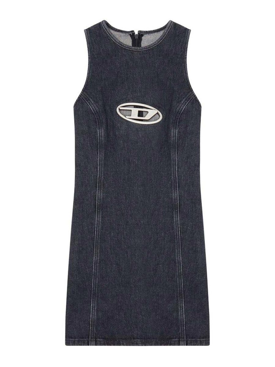 Diesel Robe Au Genou - Gris