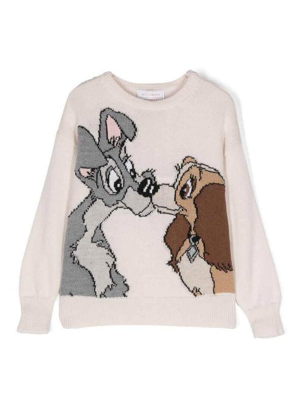 Monnalisa Pull Col Rond - Beige Clair