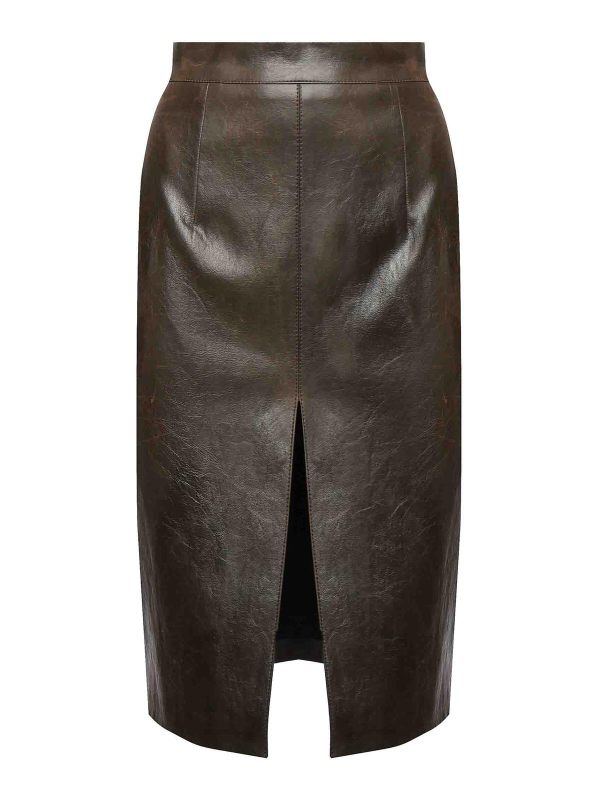 Nineminutes Jupe En Cuir - Marron