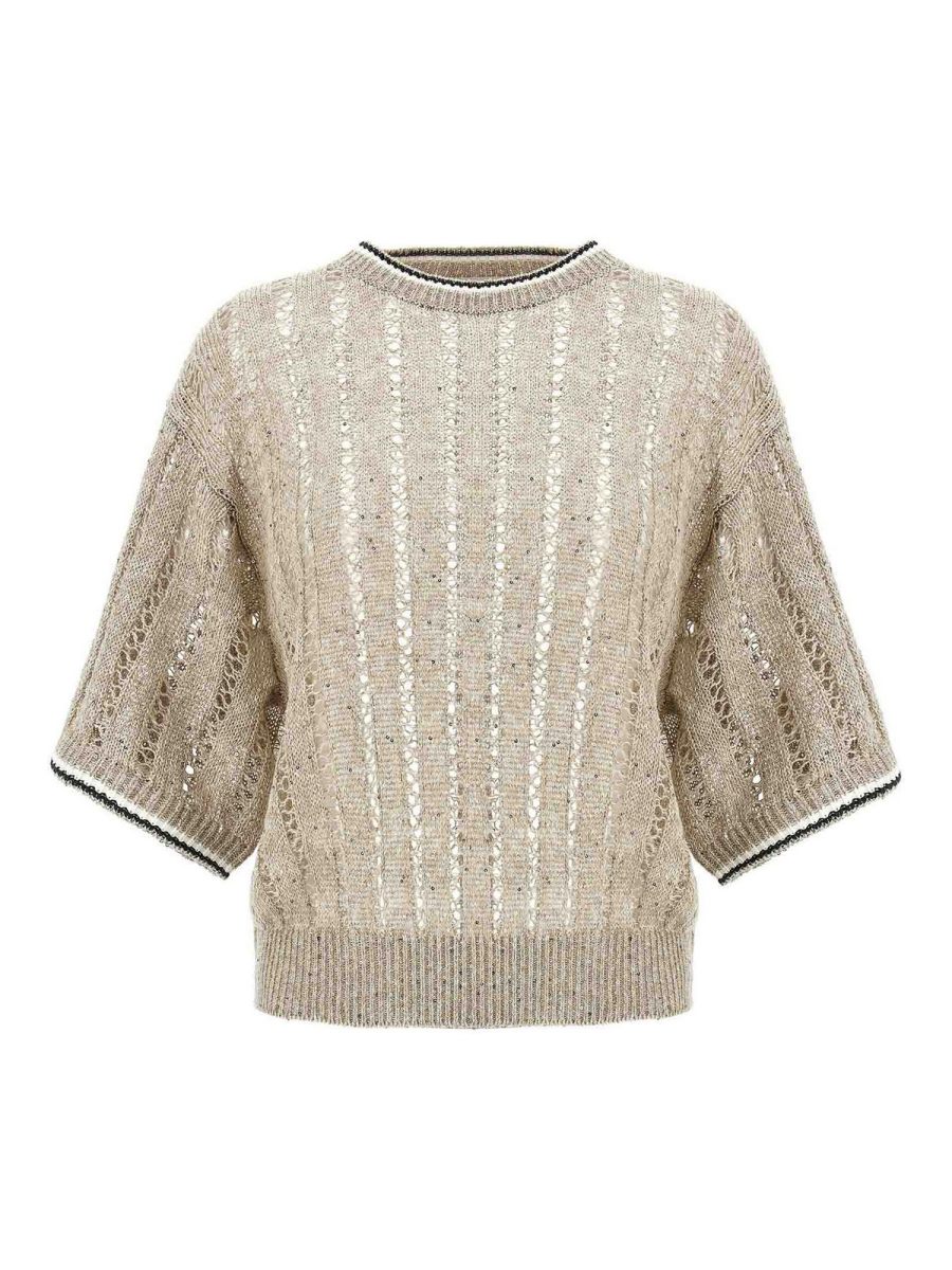 Brunello Cucinelli Pull Col Rond - Beige