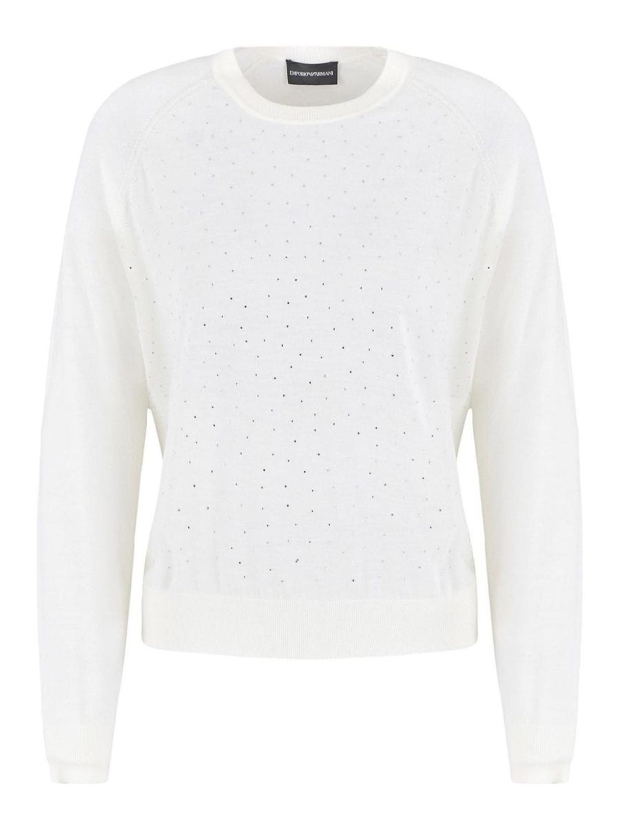 Emporio Armani Pull Col Rond - Blanc