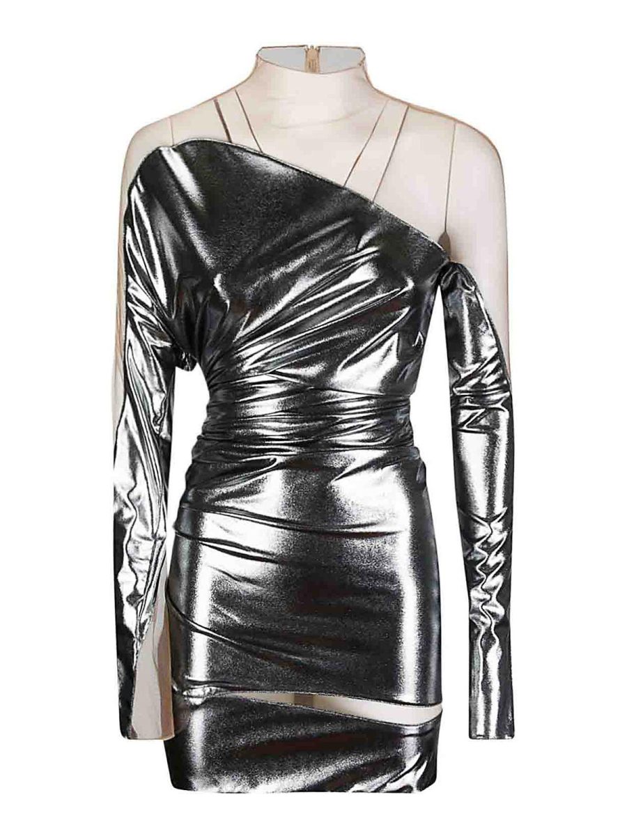 Mugler Robe Au Genou - Argent
