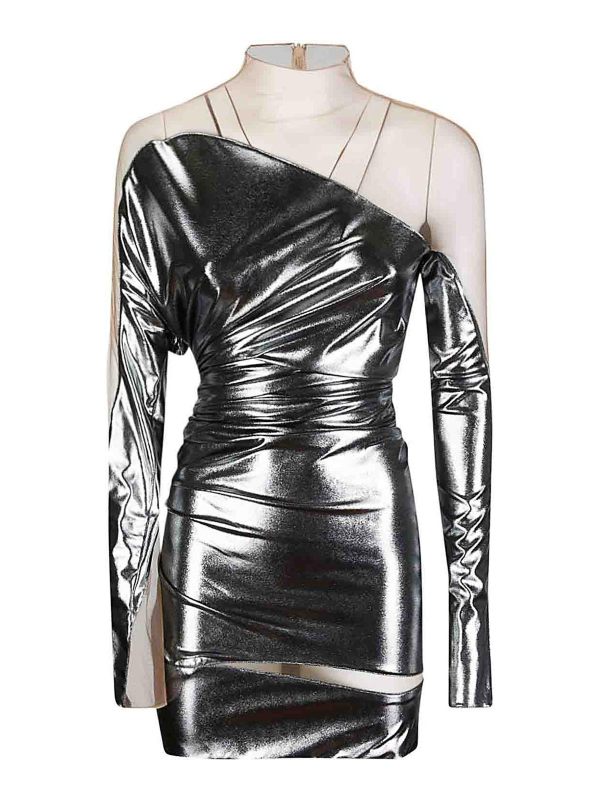 Mugler Robe Au Genou - Argent