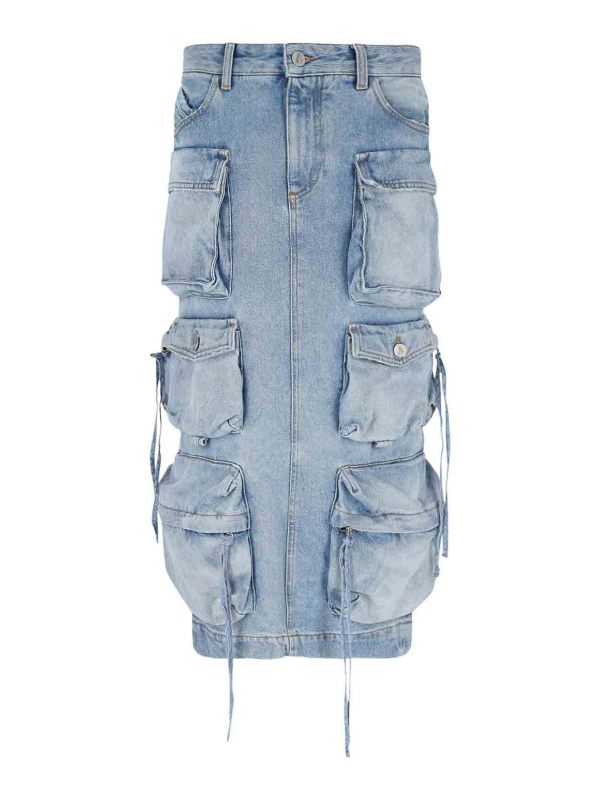 The Attico Jupe Midi - Sky Blue