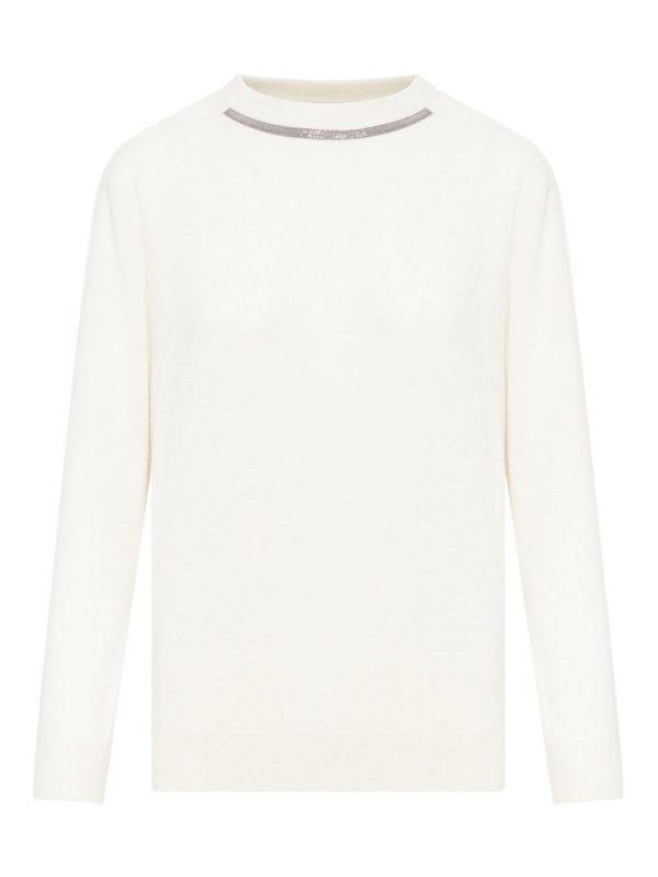 Brunello Cucinelli Pull Col Rond - Blanc
