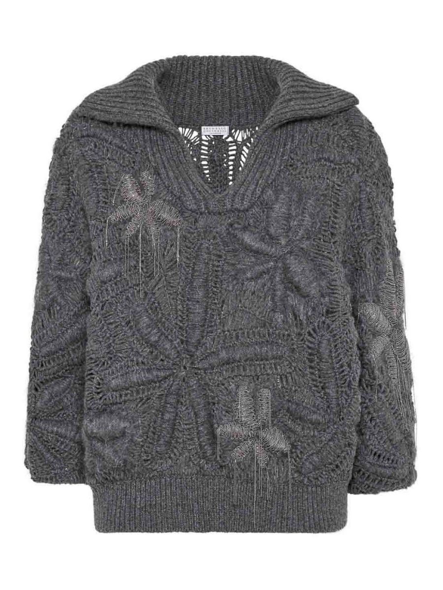 Brunello Cucinelli Pull Col Bateau - Gris