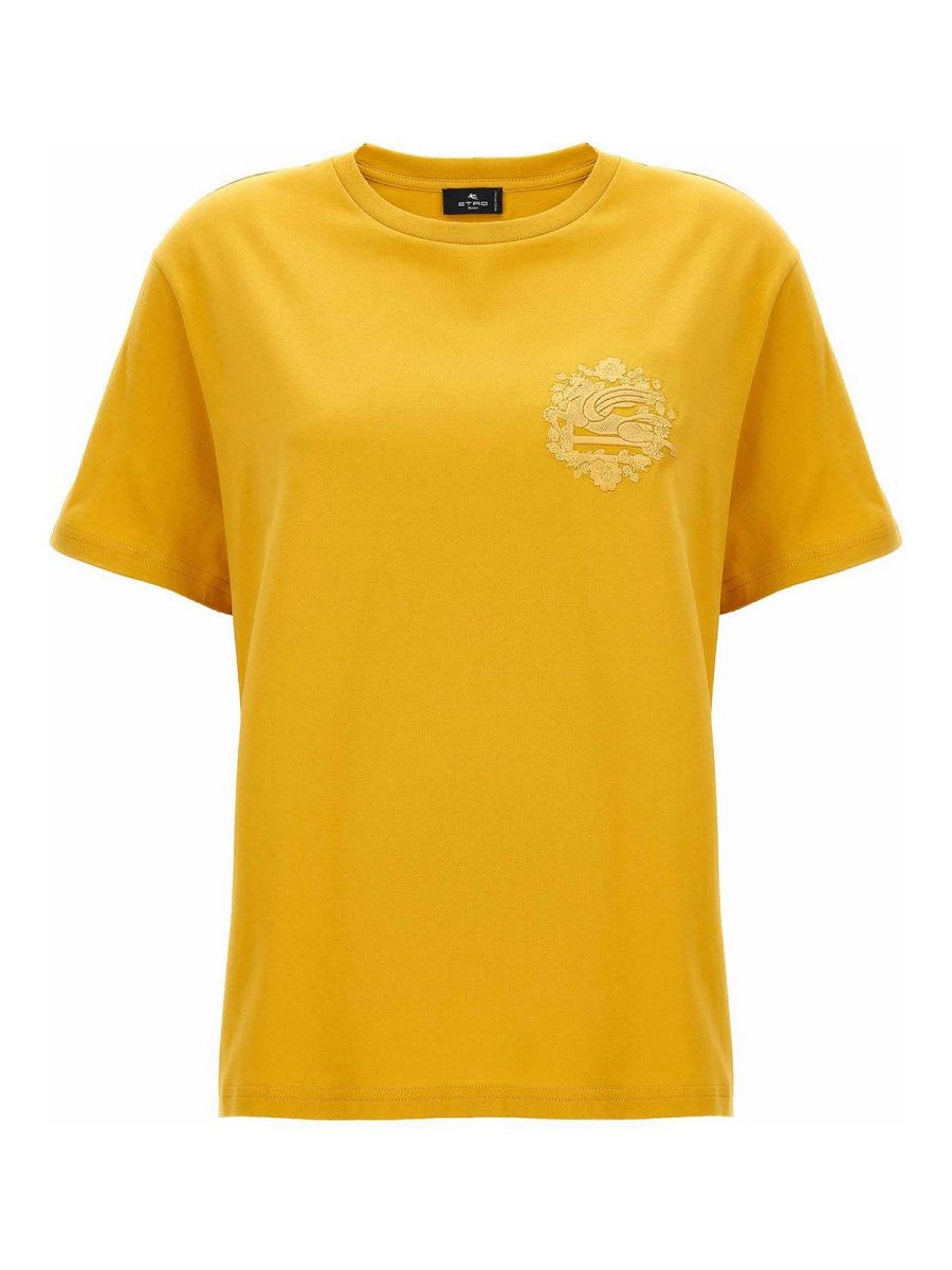 Etro Cotton T-Shirt Tone-On-Tone - Jaune