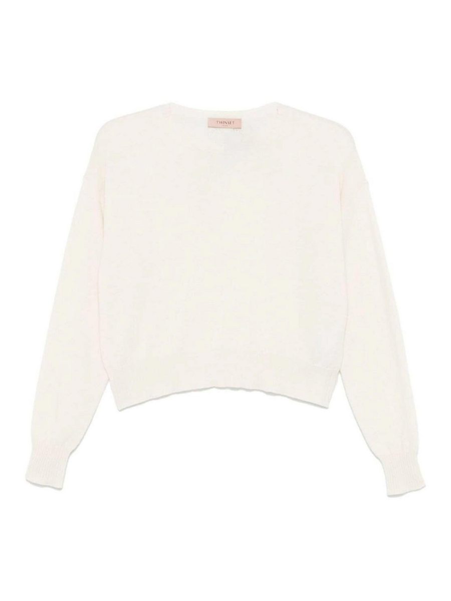 Twinset Pull Col Rond - Crème