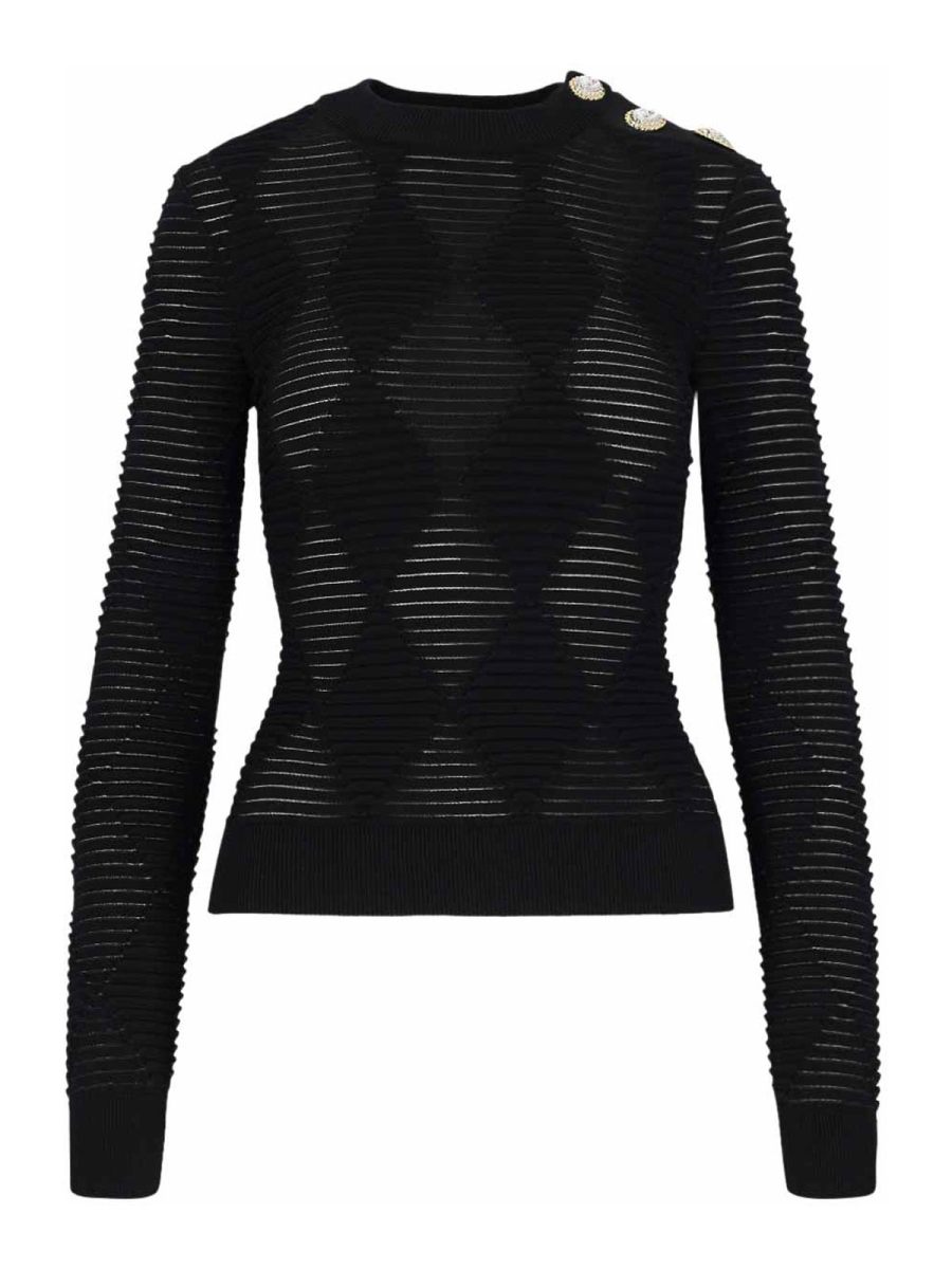 Balmain Pull Col Rond - Noir