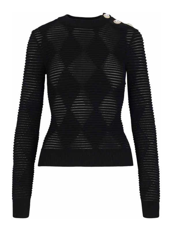 Balmain Pull Col Rond - Noir