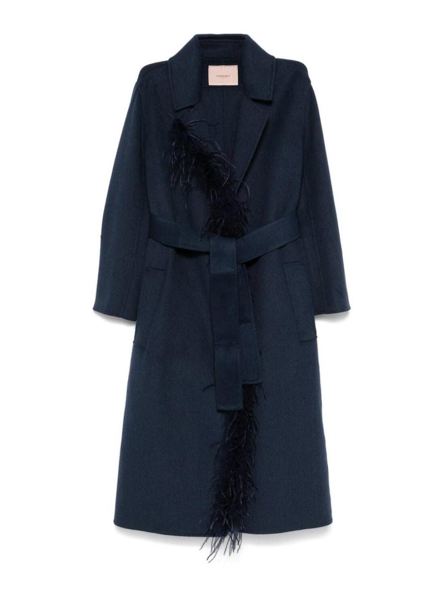 Twinset Manteau Au Genou - Bleu Foncé