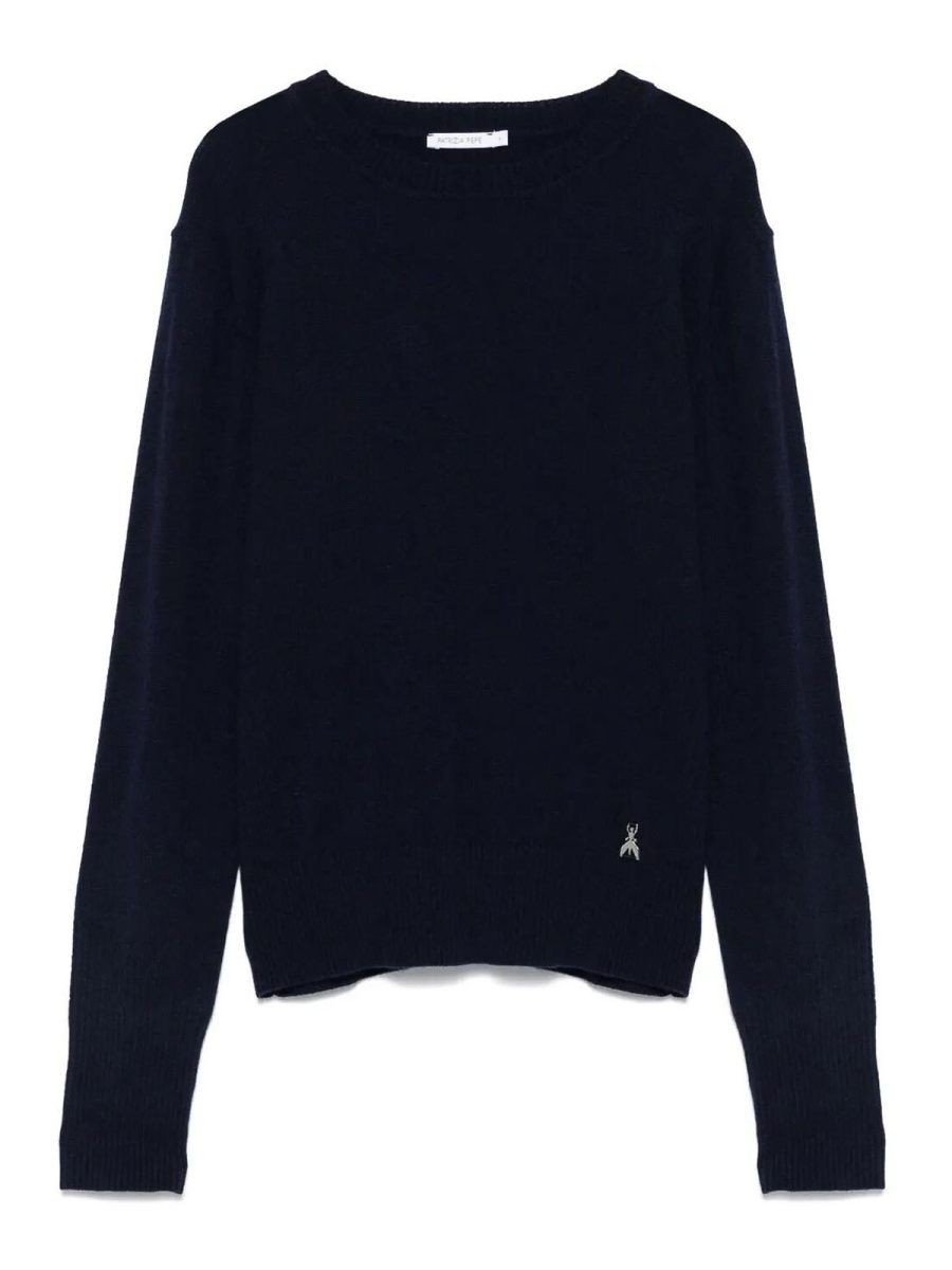Patrizia Pepe Pull Col Rond - Bleu Foncé
