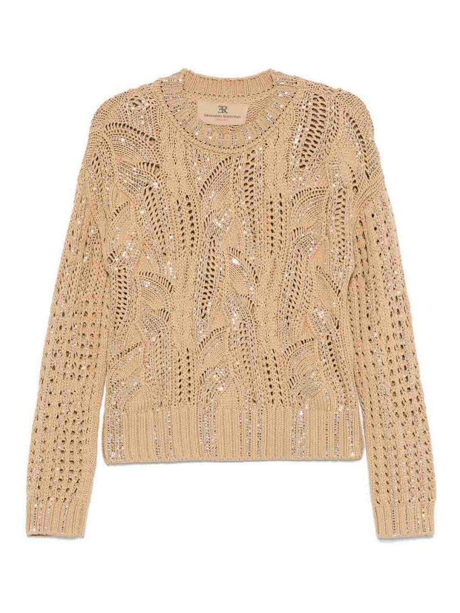 Ermanno Scervino Pull Col Rond - Gris Clair