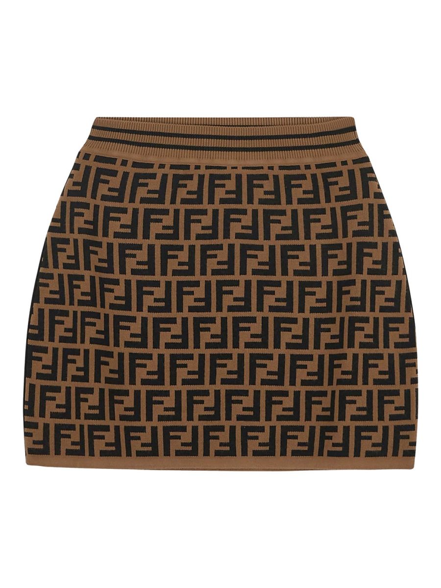 Fendi Jr Jupe Midi - Marron