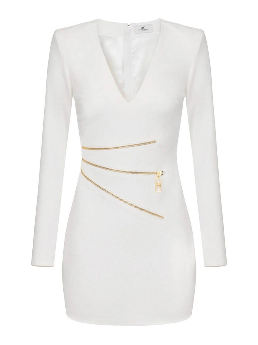 Elisabetta Franchi Robe Au Genou - Blanc