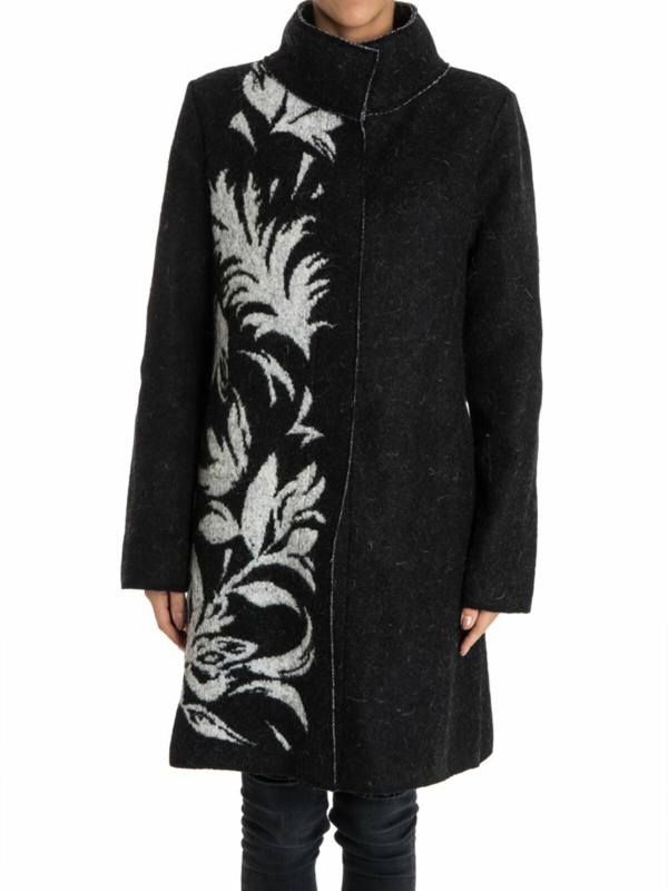 Fuzzi Manteau Au Genou - Noir