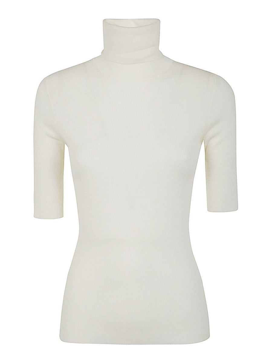 Theory Pull Col Rond - Blanc