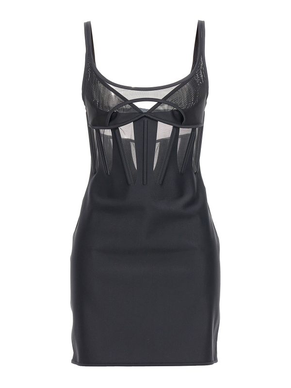 Mugler Robe Au Genou - Noir