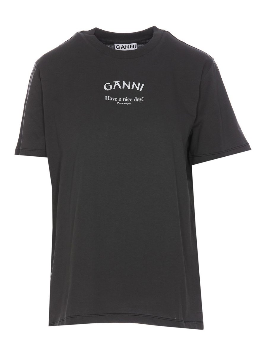 Ganni Pull Col Rond - Gris