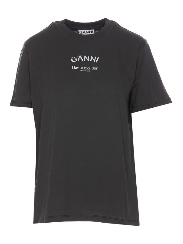 Ganni Pull Col Rond - Gris