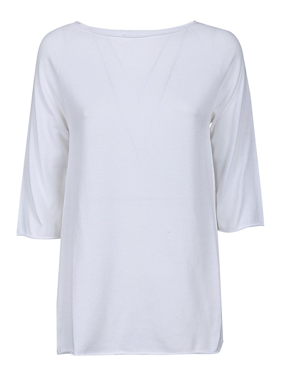 Manipur Cashmere Pull Col Rond - Blanc