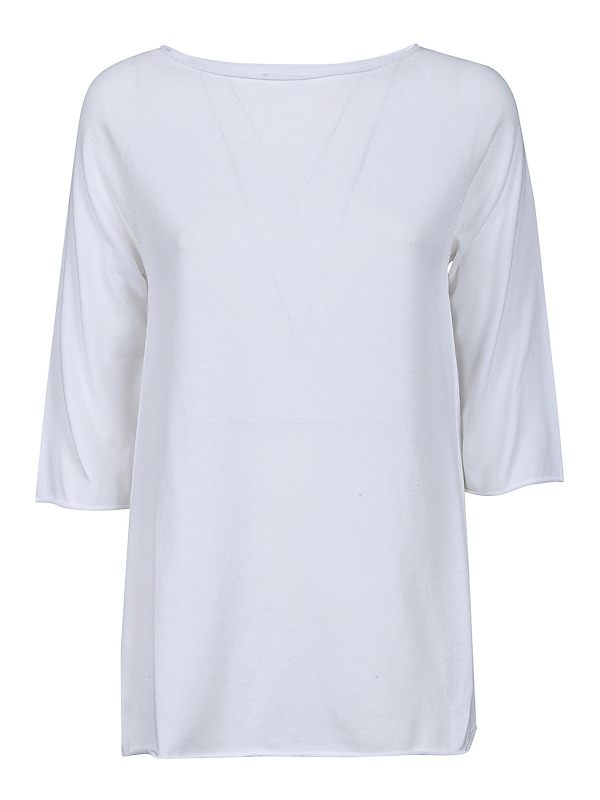 Manipur Cashmere Pull Col Rond - Blanc