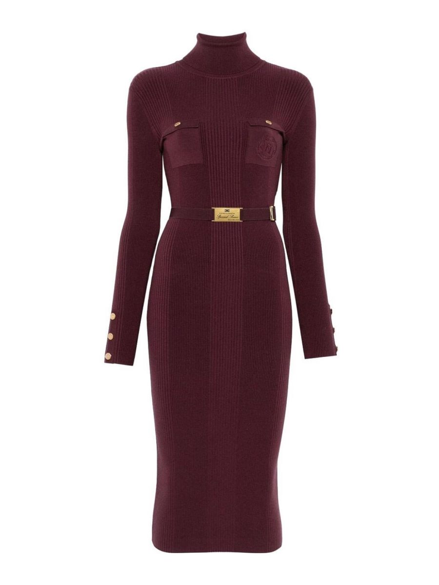 Elisabetta Franchi Robe Au Genou - Rouge