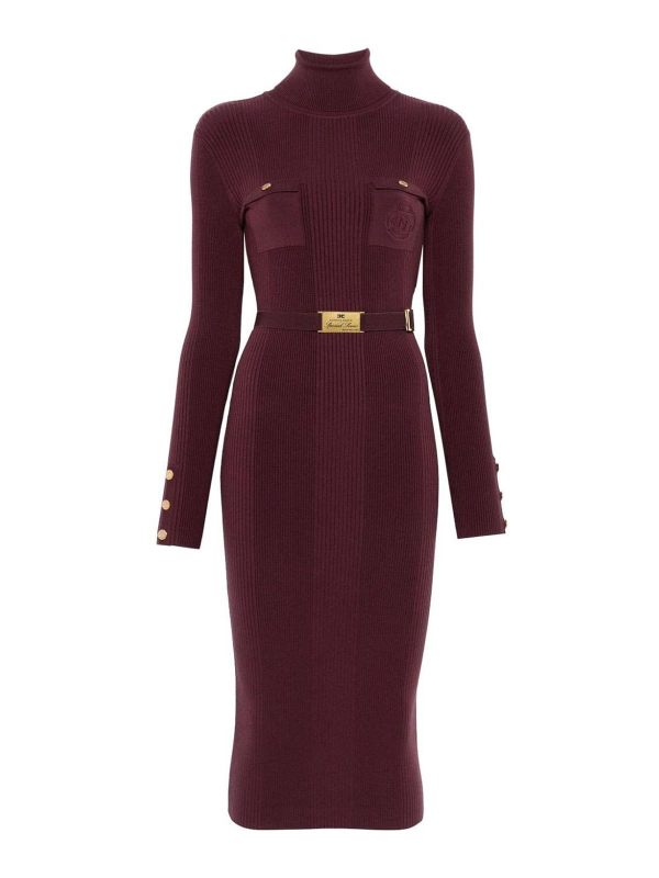 Elisabetta Franchi Robe Au Genou - Rouge