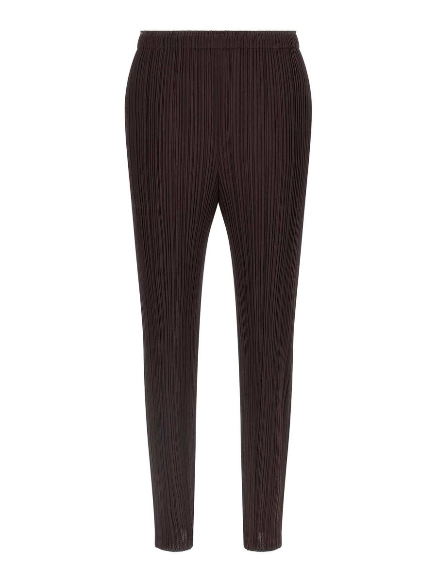Pleats Please Issey Miyake Pantalons Décontractés - Marron