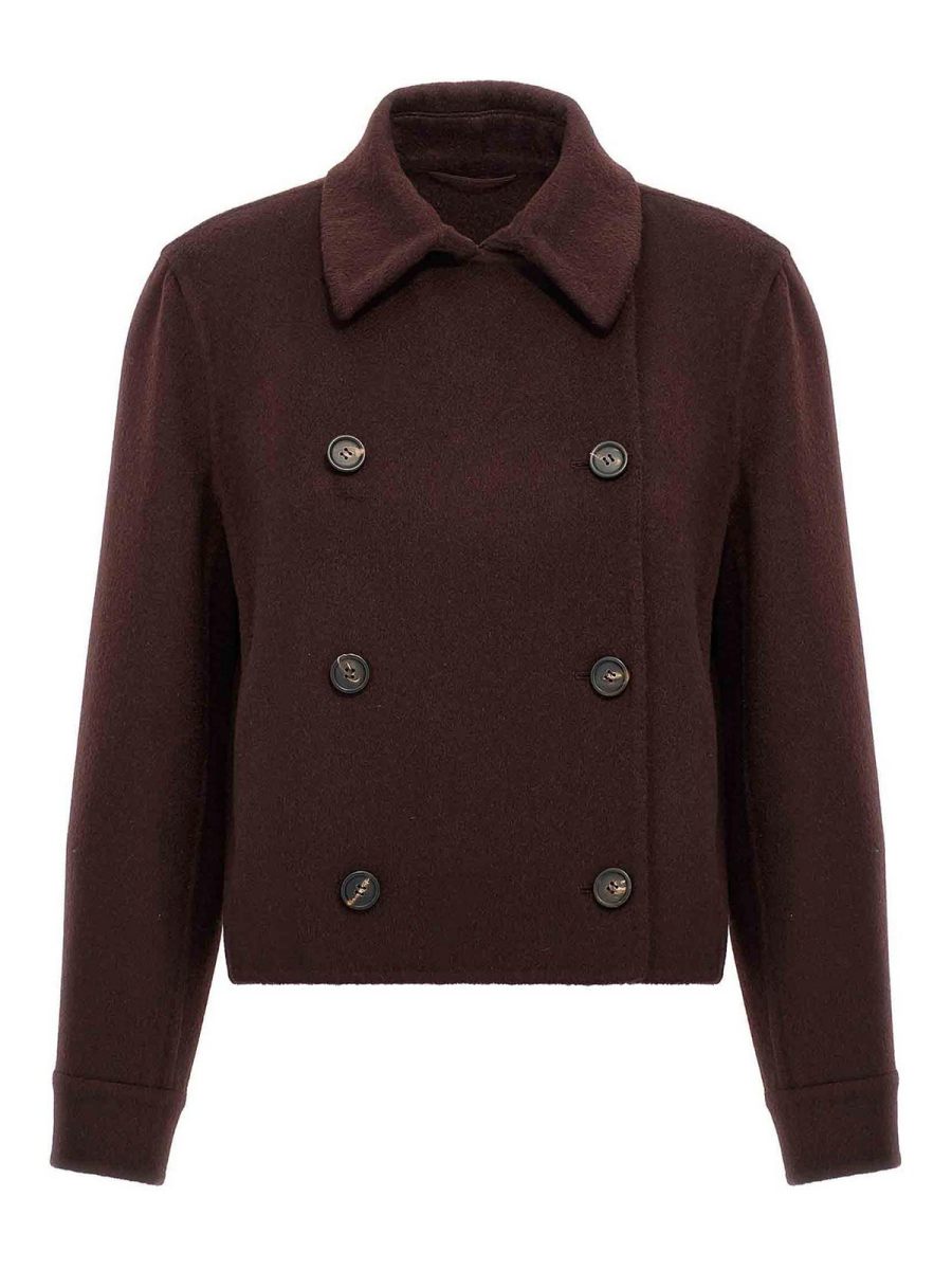 Brunello Cucinelli Manteau Court - Rouge Brun