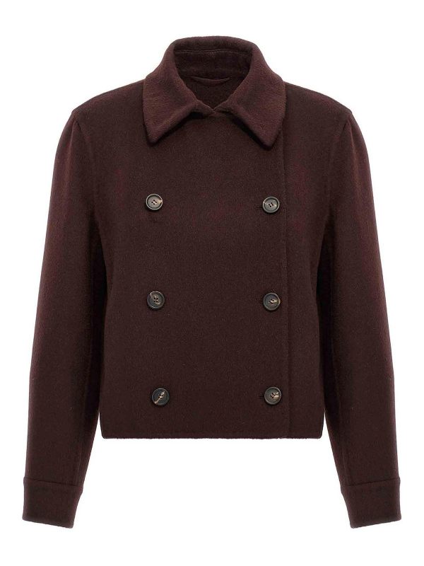 Brunello Cucinelli Manteau Court - Rouge Brun