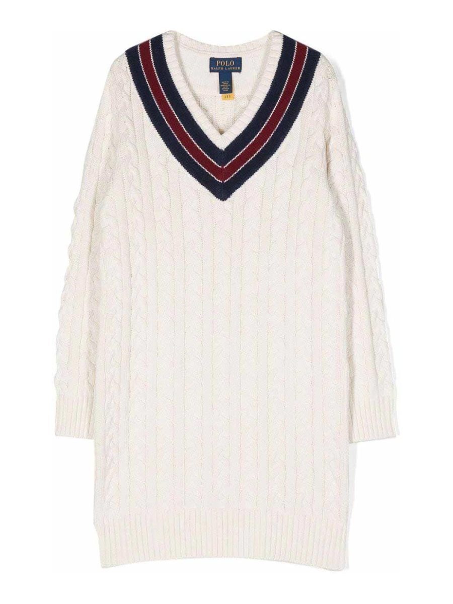 Polo Ralph Lauren Robe Au Genou - Blanc