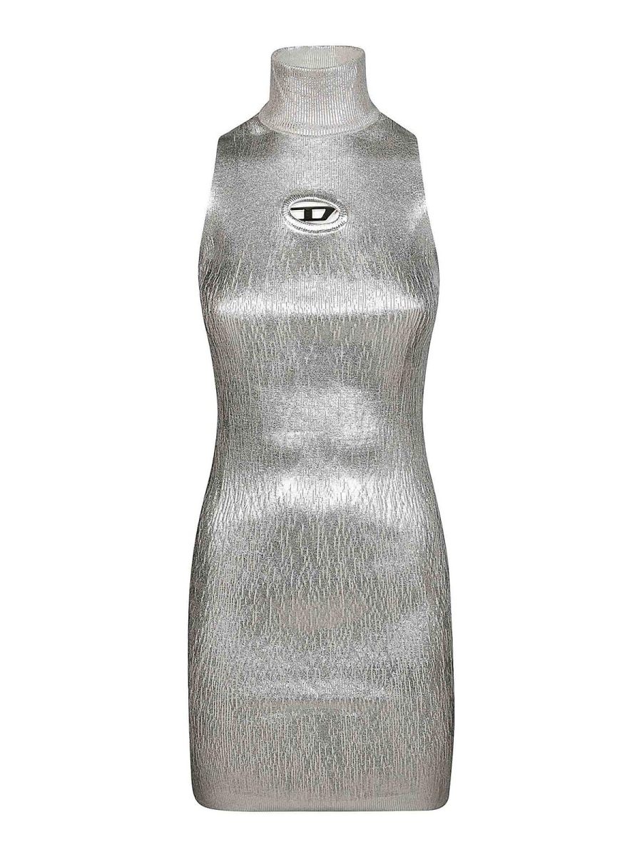 Diesel Robe Au Genou - Argent
