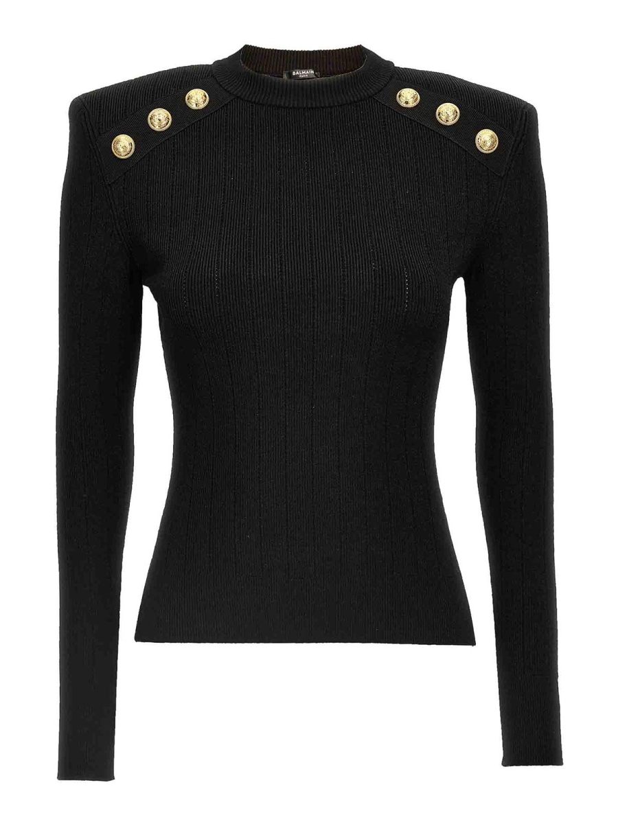 Balmain Pull Col Rond - Noir