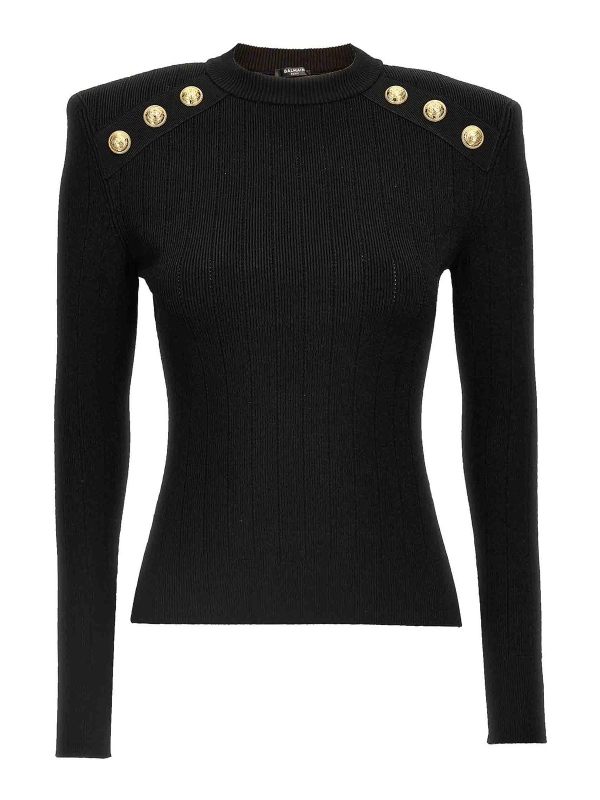 Balmain Pull Col Rond - Noir