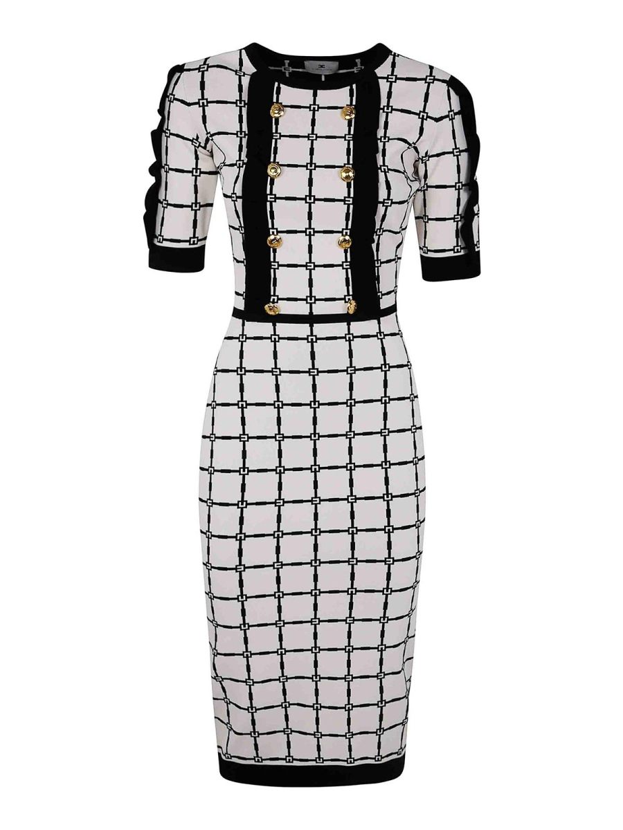 Elisabetta Franchi Robe Au Genou - Blanc