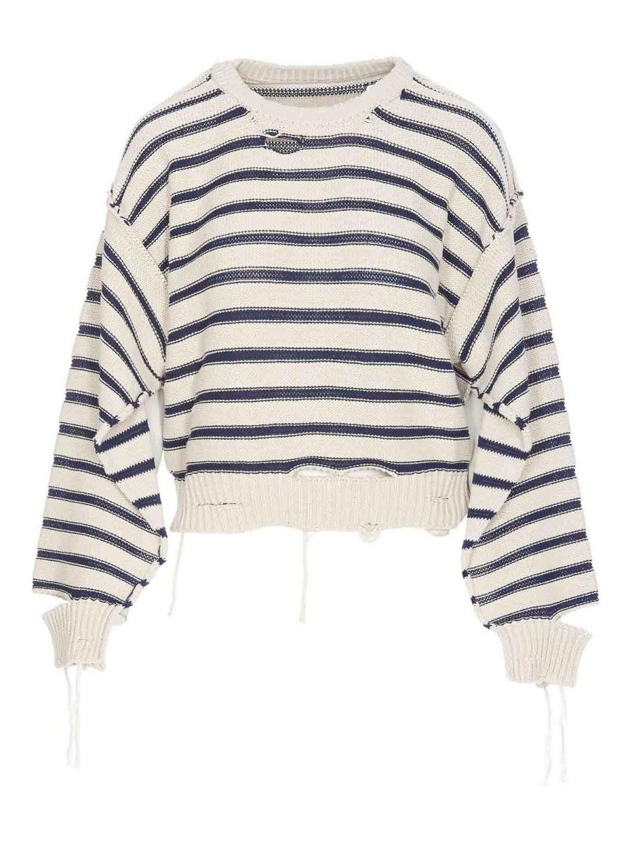 MM6 Maison Margiela Pull Col Rond - Blanc