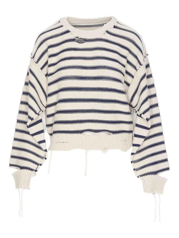 MM6 Maison Margiela Pull Col Rond - Blanc