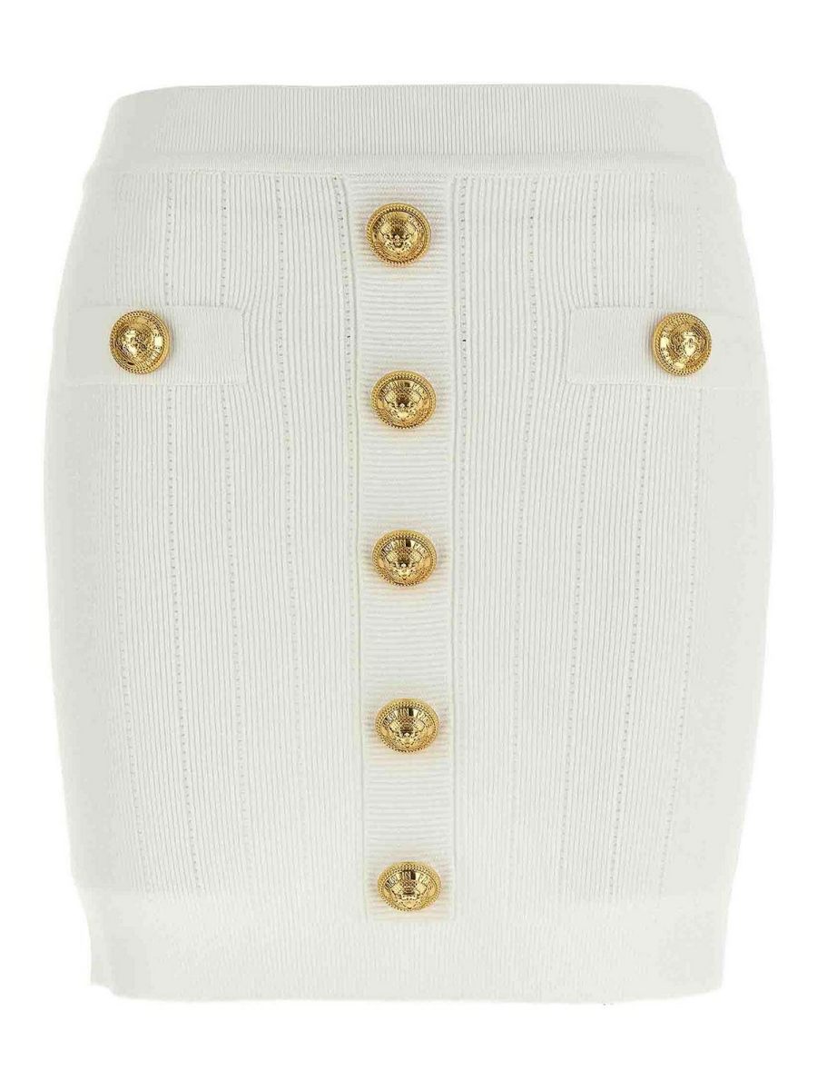 Balmain Jupe Midi - Blanc