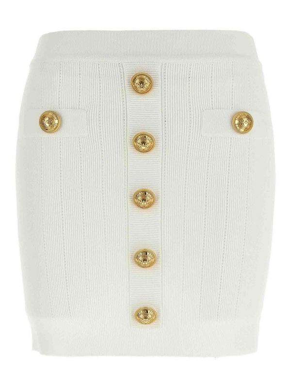 Balmain Jupe Midi - Blanc