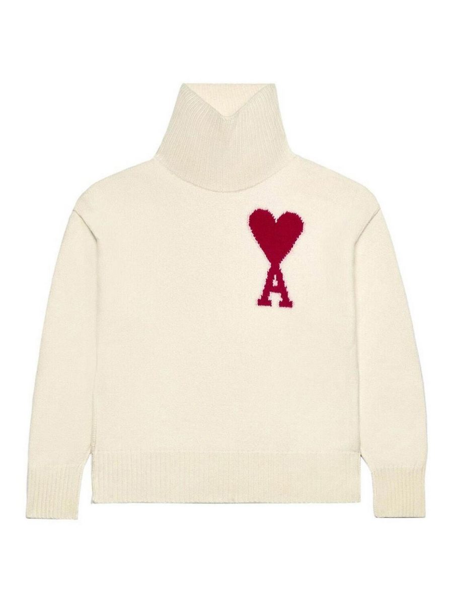 Ami Paris Pull Col Rond - Blanc