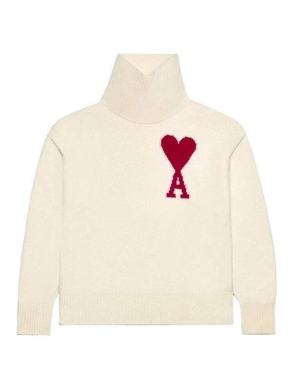 Ami Paris Pull Col Rond - Blanc
