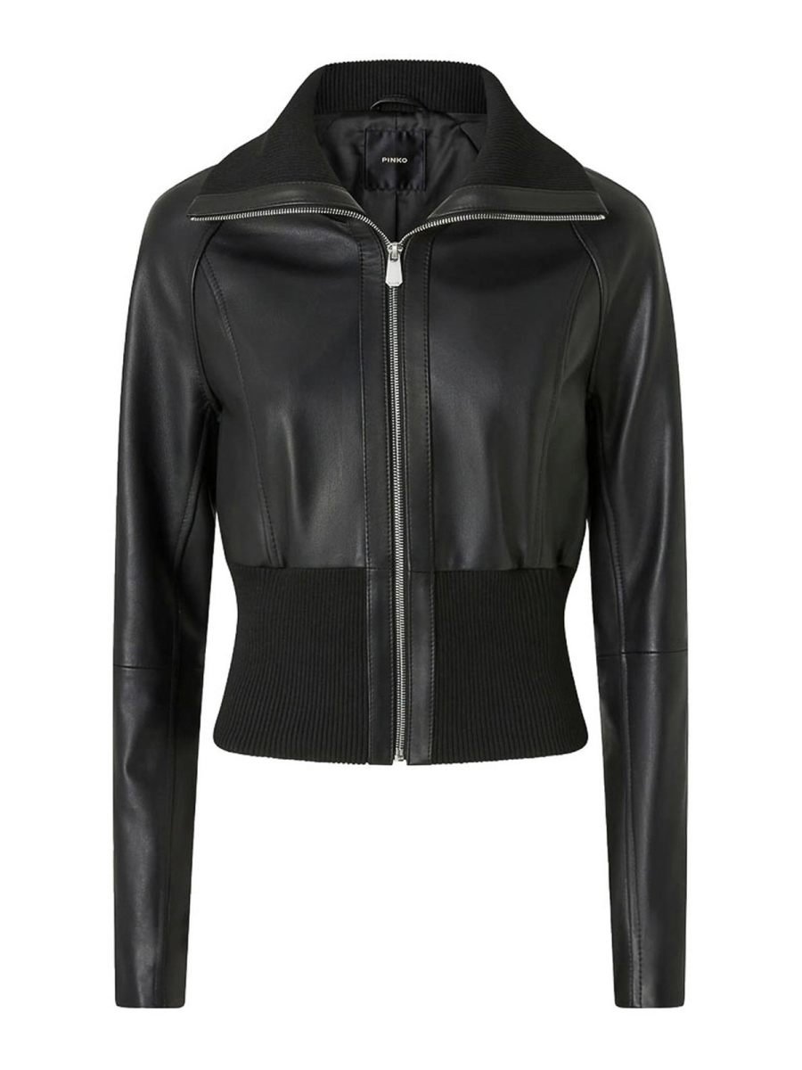 Pinko Blouson En Cuir - Noir
